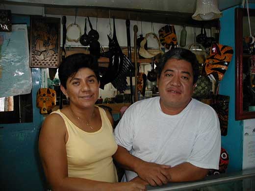 Suzy and Ricardo Zetina in their 'Little Old Craft Store' on Front Street in San Pedro, Ambergris Caye, Belize.